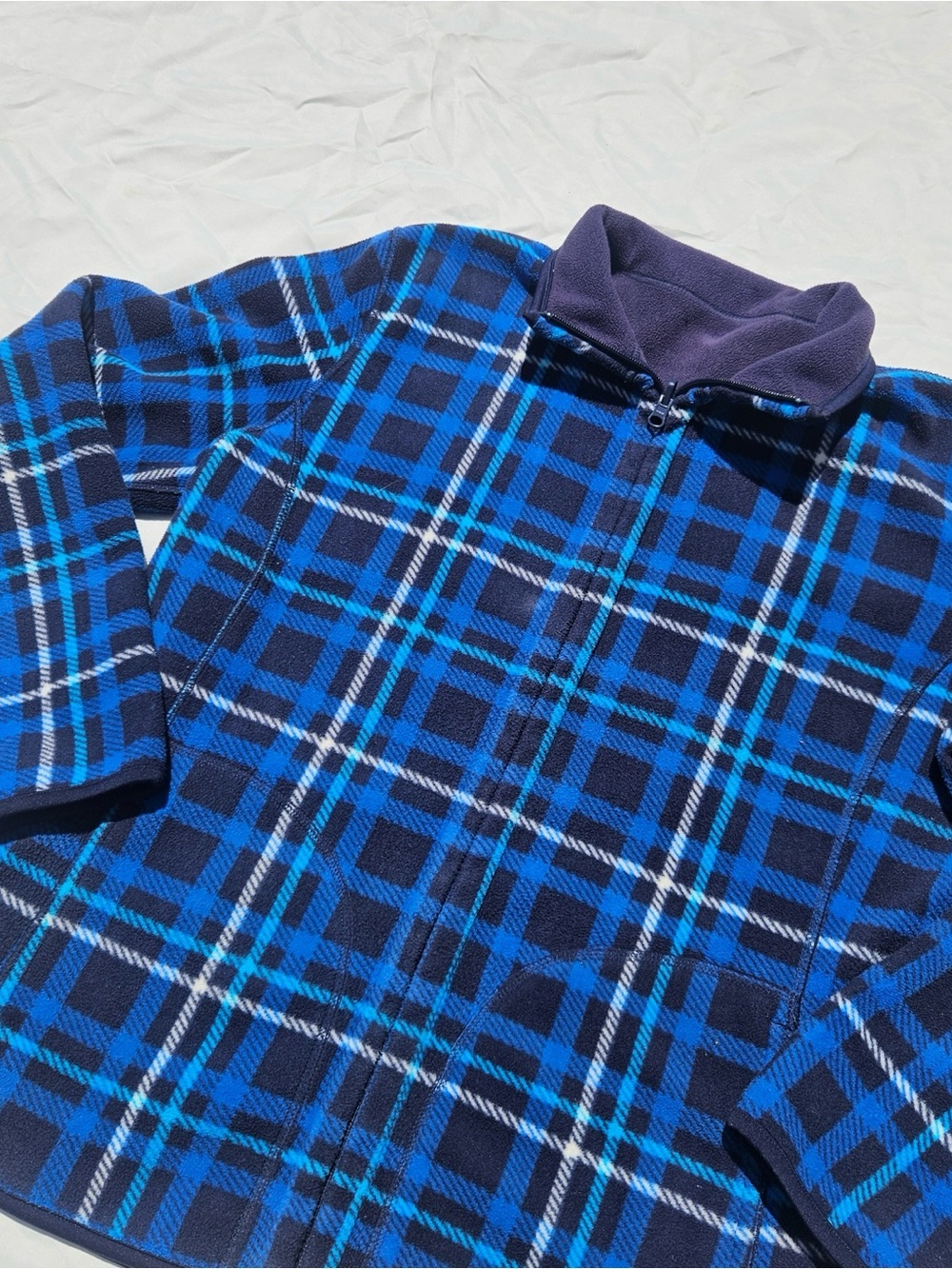 VINTAGE reversible blue plaid sweater - Picture 2 of 15